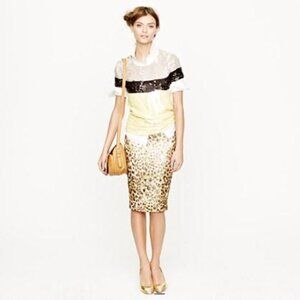 J. Crew Collection Cheetah Brocade Pencil Skirt, New!